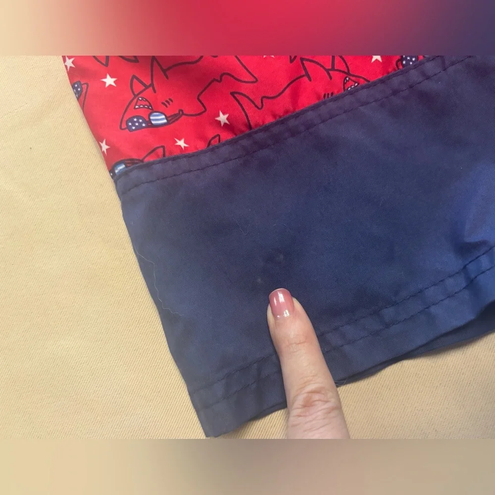 Toddler Cat & Jack Red White & Blue Shark Swim Trunks Size 3T Drawstring‎ Pocket